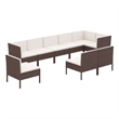 vidaXL 9 Piece Steel Garden Lounge Set in White/Brown/Cream