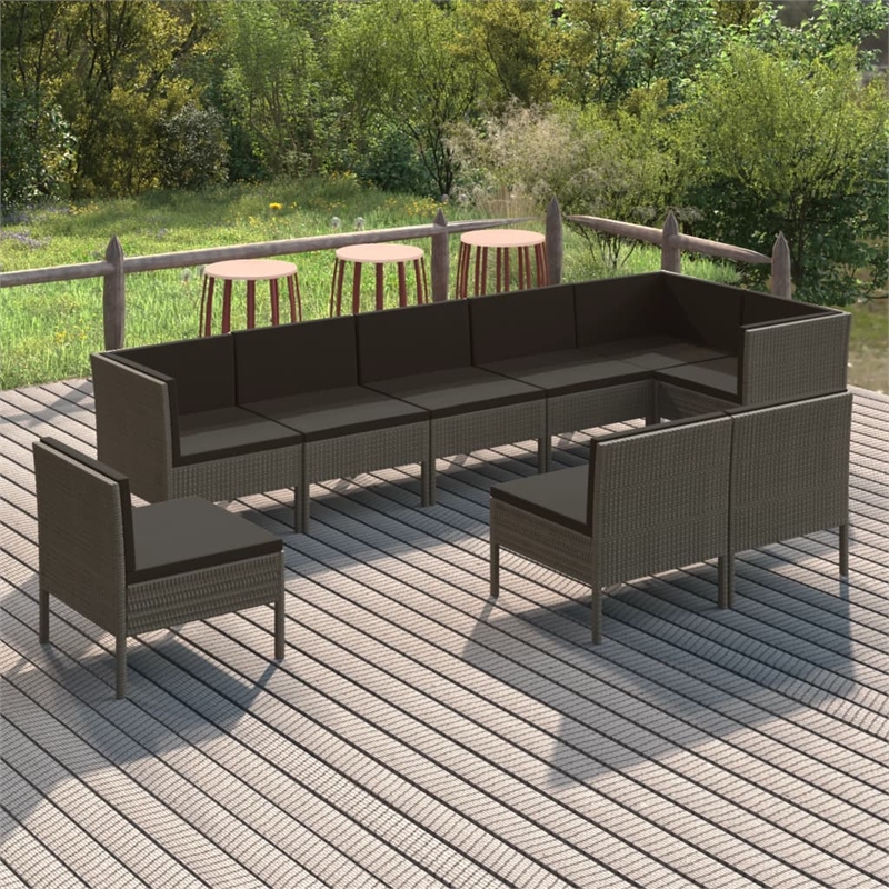 vidaXL 9 Piece Steel Garden Lounge Set in Gray/Anthracite