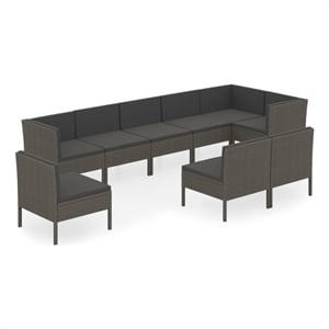 vidaXL 9 Piece Steel Garden Lounge Set in Gray/Anthracite
