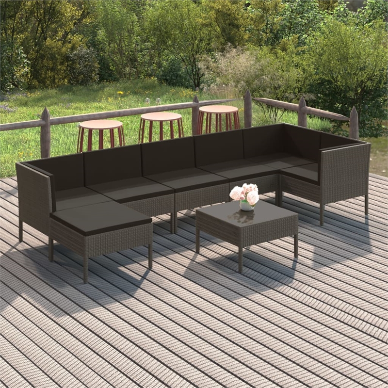 vidaXL 8 Piece Steel Garden Lounge Set in Gray/Anthracite