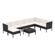 vidaXL 9 Piece Garden Lounge Set in Black/White/Cream