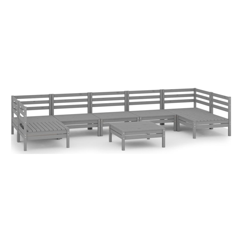 vidaXL 8 Piece Wood Garden Lounge Set in Gray
