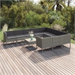 vidaXL 11 Piece Steel Large Garden Lounge Set in Gray