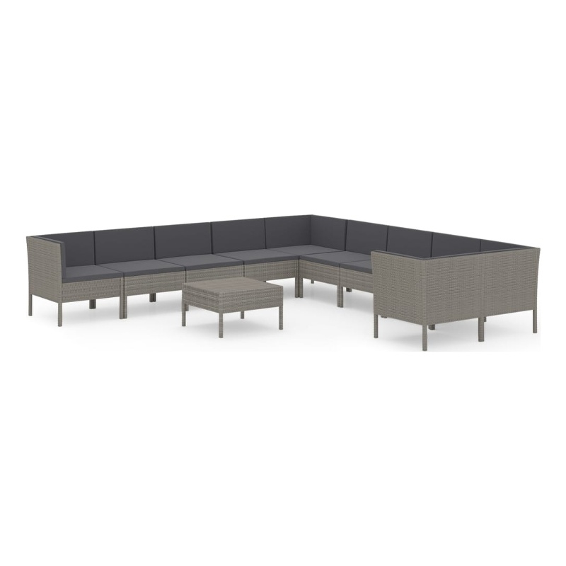 vidaXL 11 Piece Large Garden Lounge Set in Gray