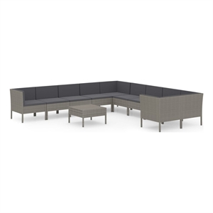 vidaXL 11 Piece Large Garden Lounge Set in Gray