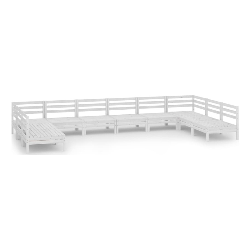 vidaXL 10 Piece Wood Garden Lounge Set in White