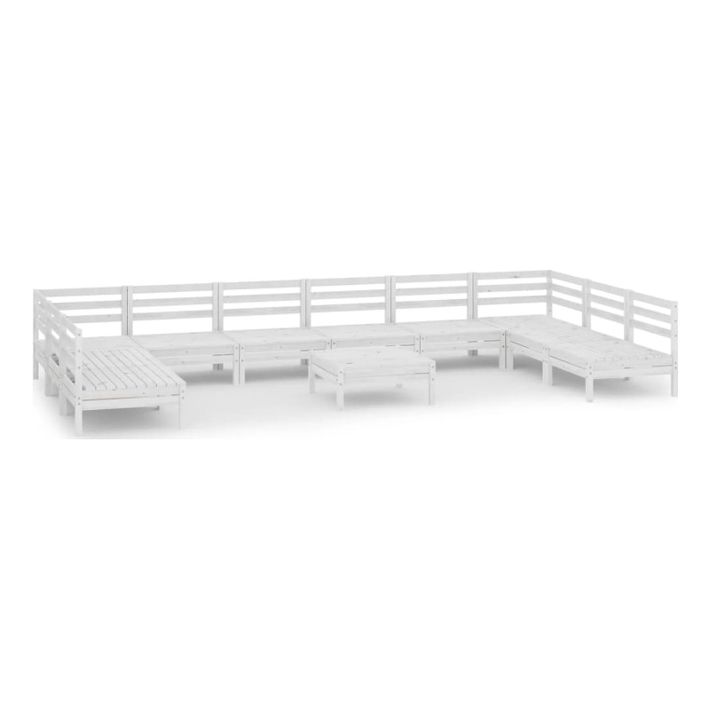 vidaXL 11 Piece Wood Medium Garden Lounge Set in White