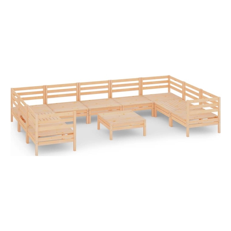 vidaXL 10 Piece Wood Medium Garden Lounge Set in Natural