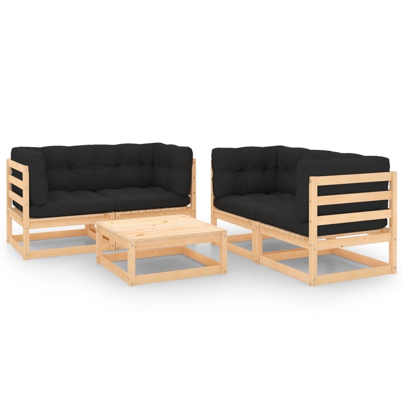 vidaXL 5 Piece Wood Garden Lounge Set in Anthracite