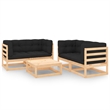 vidaXL 5 Piece Wood Garden Lounge Set in Anthracite