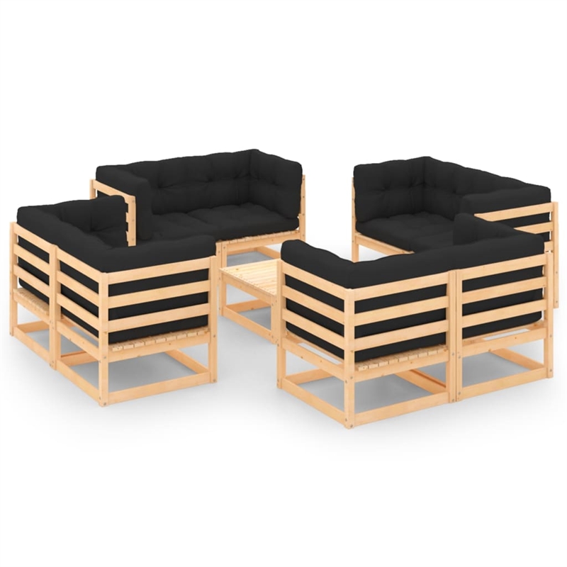 vidaXL 9 Piece Wood Small Garden Lounge Set in Anthracite