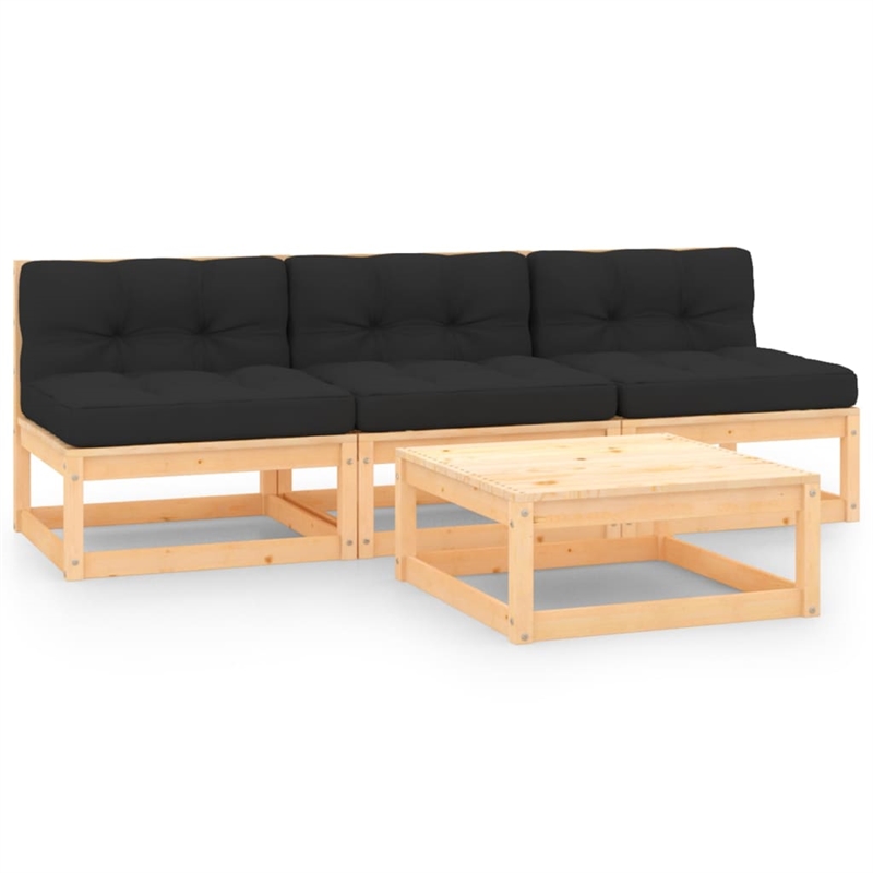 vidaXL 4 Piece Wood Garden Lounge Set in Anthracite