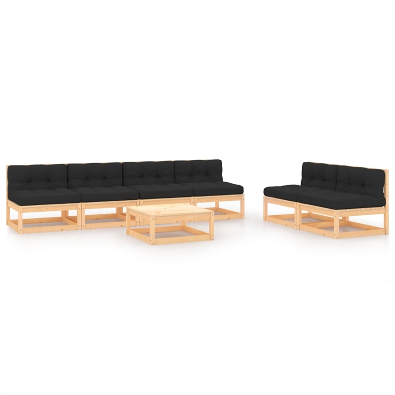 vidaXL 7 Piece Wood Garden Lounge Set in Anthracite/Natural