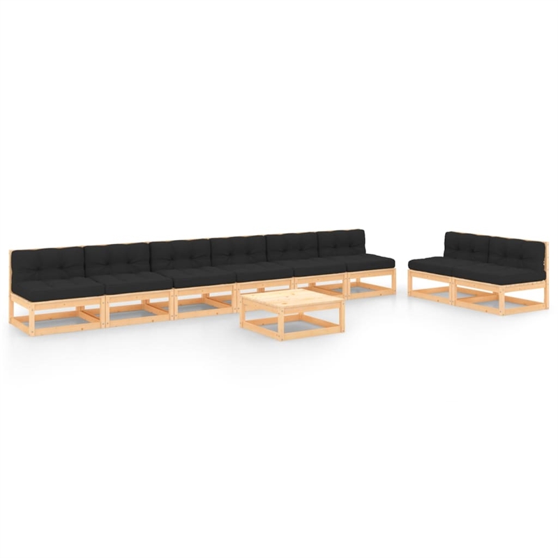 vidaXL 9 Piece Wood Garden Lounge Set in Anthracite/Natural
