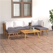 vidaXL 7 Piece Solid Acacia Wood Large Garden Lounge Set in White/Gray