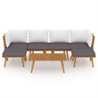 vidaXL 7 Piece Solid Acacia Wood Large Garden Lounge Set in White/Gray