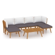 vidaXL 7 Piece Solid Acacia Wood Large Garden Lounge Set in White/Gray