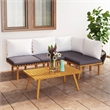 vidaXL 5 Piece Solid Acacia Wood Small Garden Lounge Set in White/Gray
