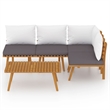 vidaXL 5 Piece Solid Acacia Wood Small Garden Lounge Set in White/Gray