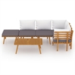 vidaXL 6 Piece Solid Acacia Wood Garden Lounge Set in White/Gray