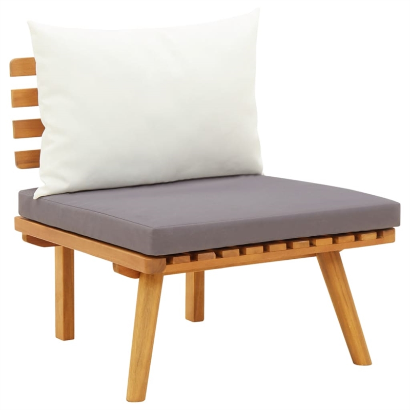 vidaXL 6 Piece Solid Acacia Wood Garden Lounge Set in White/Gray