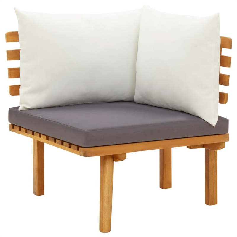 vidaXL 6 Piece Solid Acacia Wood Garden Lounge Set in White/Gray