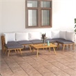 vidaXL Solid Acacia Wood Garden Lounge Set in White/Gray