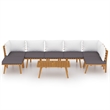 vidaXL Solid Acacia Wood Garden Lounge Set in White/Gray