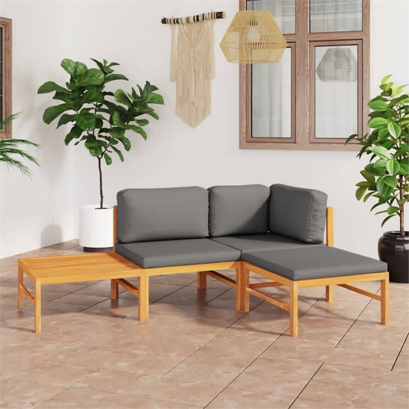 vidaXL Wood Medium Garden Lounge Set in Gray