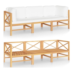 vidaXL Wood Garden Sofa in Cream