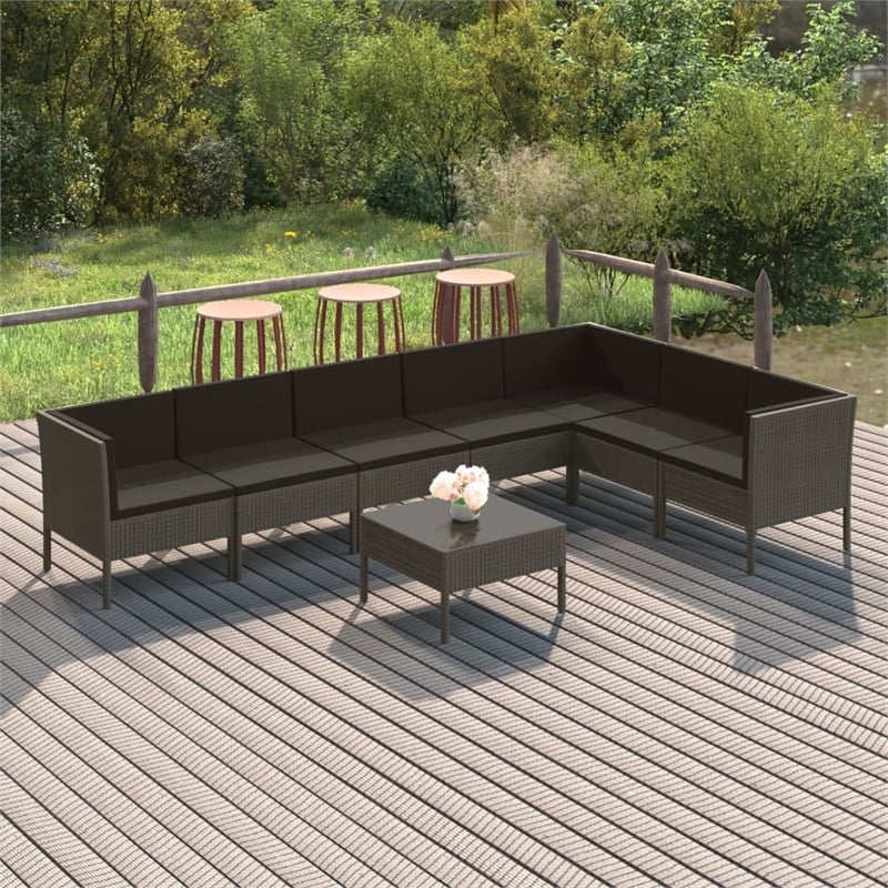 vidaXL 8 Piece Steel Garden Lounge Set in Gray