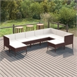 vidaXL 9 Piece Steel Garden Lounge Set in White/Brown/Cream