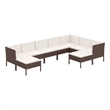vidaXL 9 Piece Steel Garden Lounge Set in White/Brown/Cream