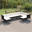 vidaXL 9 Piece Steel Garden Lounge Set in Black/White/Cream