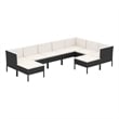 vidaXL 9 Piece Steel Garden Lounge Set in Black/White/Cream