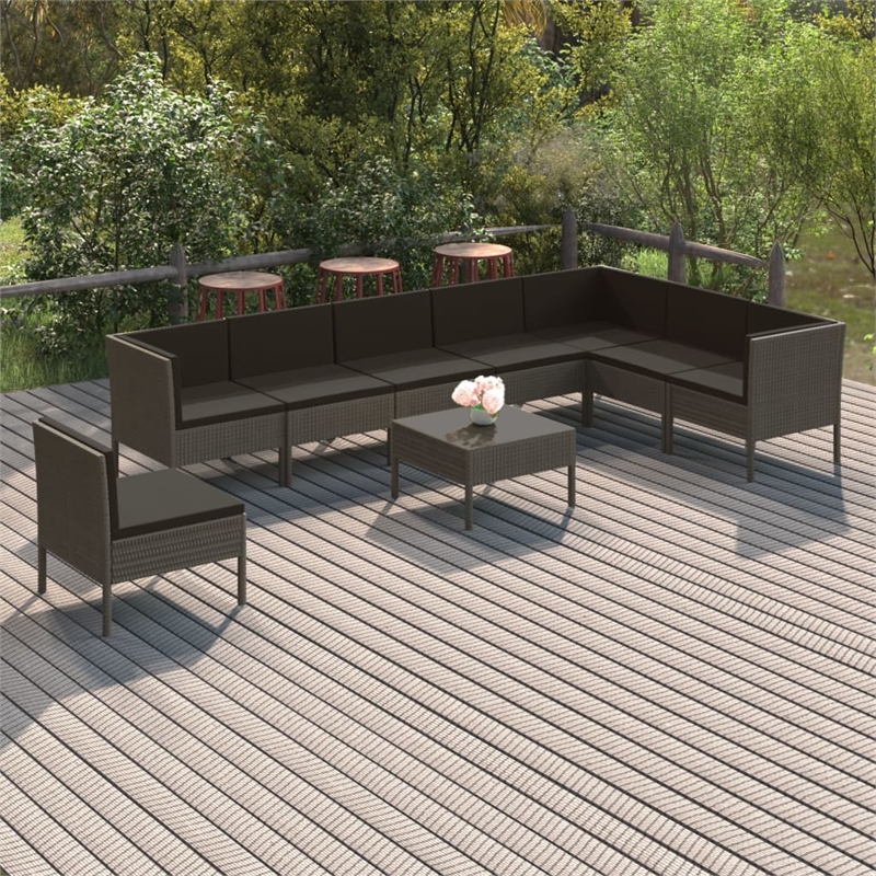 vidaXL 9 Piece Garden Lounge Set in Gray/Anthracite