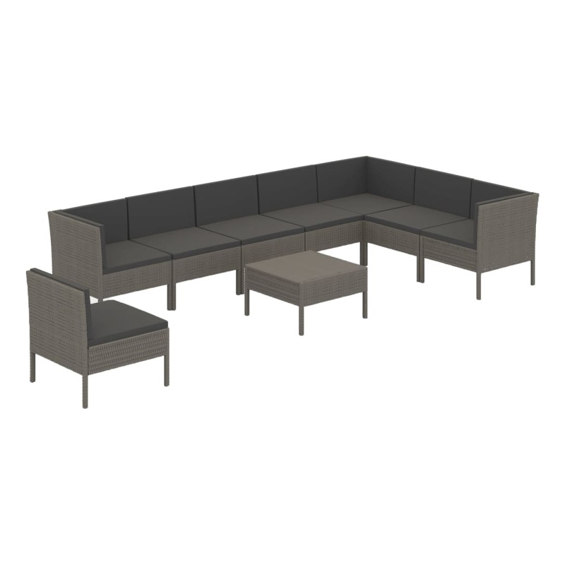 vidaXL 9 Piece Garden Lounge Set in Gray/Anthracite