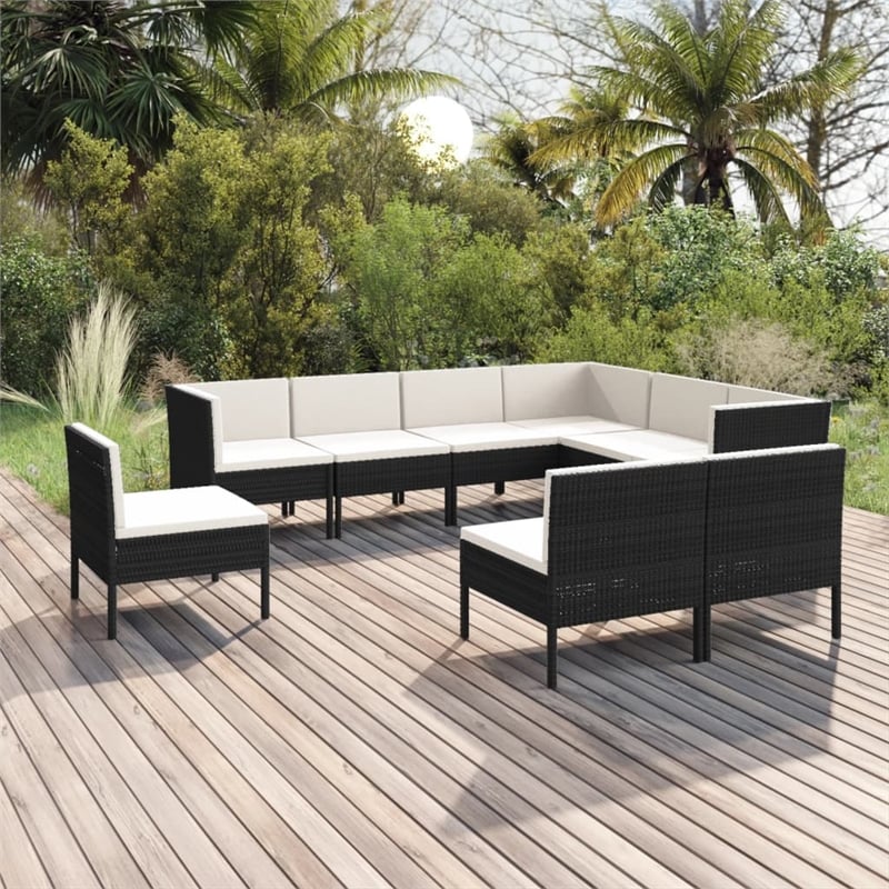 vidaXL 9 Piece Steel Large Garden Lounge Set in Black