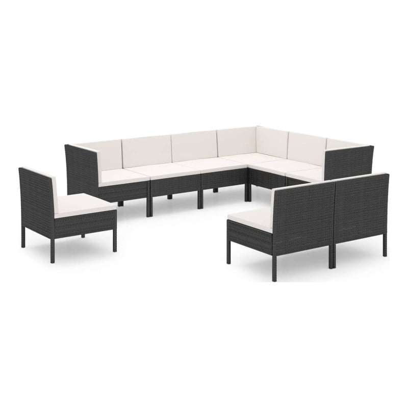 vidaXL 9 Piece Steel Large Garden Lounge Set in Black