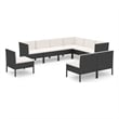vidaXL 9 Piece Steel Large Garden Lounge Set in Black