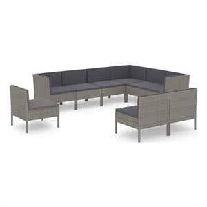 vidaXL 9 Piece Poly Rattan Garden Lounge Set in Gray