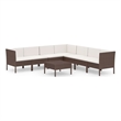 vidaXL 8 Piece Steel Garden Lounge Set in White/Brown/Cream