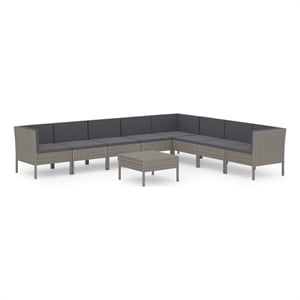 vidaXL 9 Piece Steel Garden Lounge Set in Gray/Anthracite