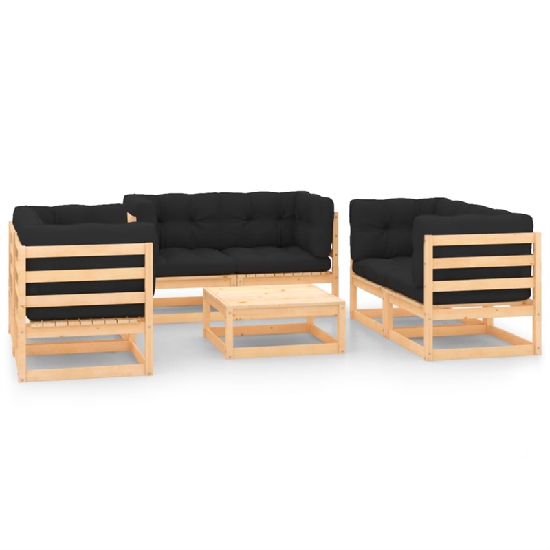 vidaXL 7 Piece Wood Garden Lounge Set in Anthracite/Natural