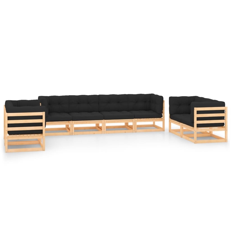 vidaXL 8 Piece Wood Medium Garden Lounge Set in Anthracite
