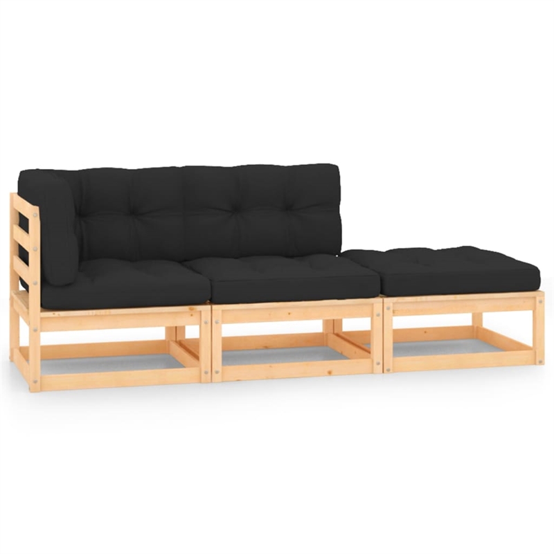 vidaXL 3 Piece Wood Small Garden Lounge Set in Anthracite