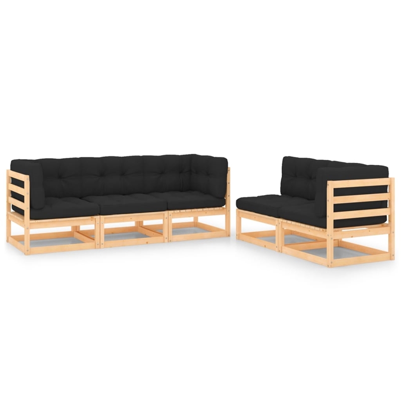 vidaXL 5 Piece Wood Garden Lounge Set in Anthracite/Natural
