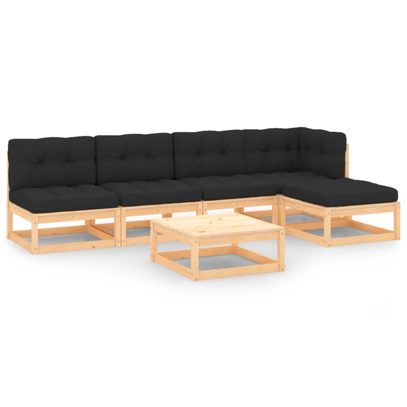 vidaXL 6 Piece Wood Garden Lounge Set in Anthracite/Natural