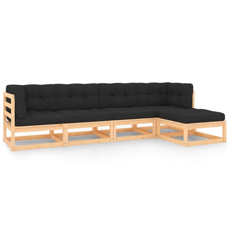 vidaXL 5 Piece Wood Garden Lounge Set in Anthracite