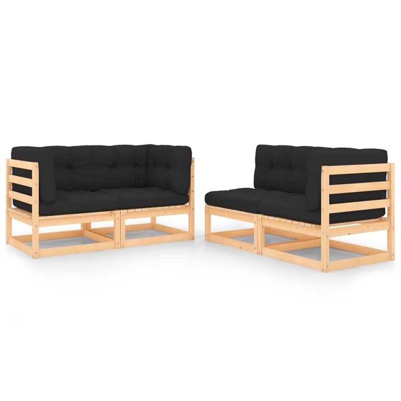 vidaXL 4 Piece Wood Medium Garden Lounge Set in Anthracite